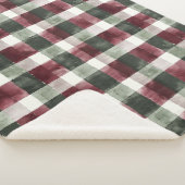Bourgogne Red Green Cream White Plaid Stripes Sherpa Deken (3/4)