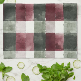 Bourgogne Red Green Cream White Plaid Stripes Theedoek
