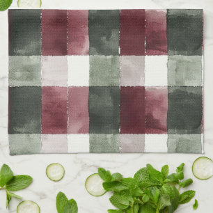 Bourgogne Red Green Cream White Plaid Stripes Theedoek