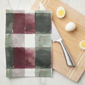 Bourgogne Red Green Cream White Plaid Stripes Theedoek (Quarter Fold)