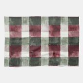 Bourgogne Red Green Cream White Plaid Stripes Theedoek (Horizontaal)