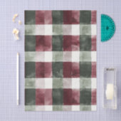 Bourgogne Red Green Cream White Plaid Stripes Tissuepapier (Craft)