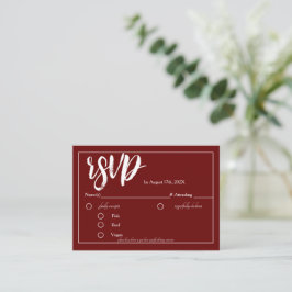 Bourgogne Red Minimalist RSVP Card Enclosure Kaart