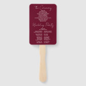 Bourgogne Red Minimalist Script Wedding Program Handwaaier (Achterkant)