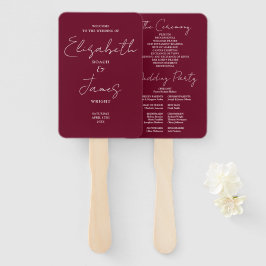 Bourgogne Red Minimalist Script Wedding Program Handwaaier