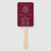 Bourgogne Red Minimalist Script Wedding Program Handwaaier (Achterkant)