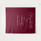 Bourgogne Red Minimalist Wedding Photo Achtergrond Wandkleed (Voorkant (horizontaal))
