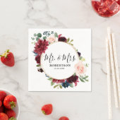 Bourgogne Red Navy Blush Bloemen Rustiek Boho Papi Servet (Insitu)