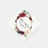 Bourgogne Red Navy Blush Bloemen Rustiek Boho Papi Servet (Hoek)