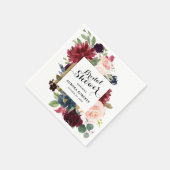 Bourgogne Red Navy Blush Bloemen Vrijgezellenfeest Servet (Hoek)