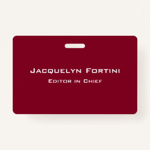 Bourgogne Red Plain Elegant Modern Minimalist Badge