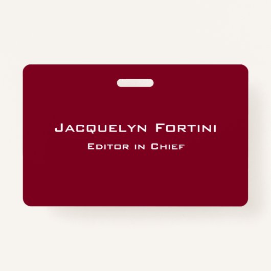 Bourgogne Red Plain Elegant Modern Minimalist Badge (Voorkant)