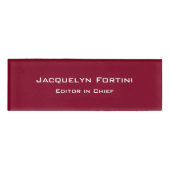 Bourgogne Red Plain Elegant Modern Minimalist Naambadge (Voorkant)