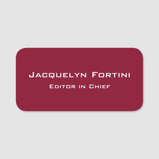 Bourgogne Red Plain Elegant Modern Minimalist Naamplaatje (Voorkant)