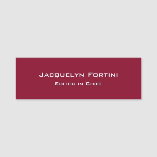 Bourgogne Red Plain Elegant Modern Minimalist Naamplaatje (Voorkant)