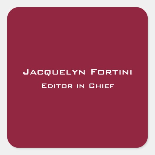 Bourgogne Red Plain Elegant Modern Minimalist Vierkante Sticker (Voorkant)