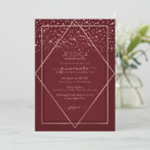Bourgogne Red Rose Gold Confetti Border Quinceañer Kaart (Staand voorkant)