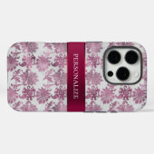 Bourgogne Red Silver Floral Case-Mate iPhone Case (Achterkant (horizontaal))