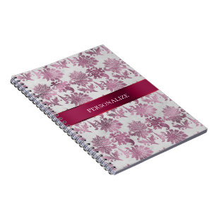 Bourgogne Red Silver Floral Notitieboek