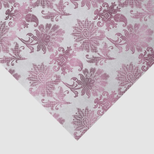 Bourgogne Red Silver Floral Tissuepapier (Detail)