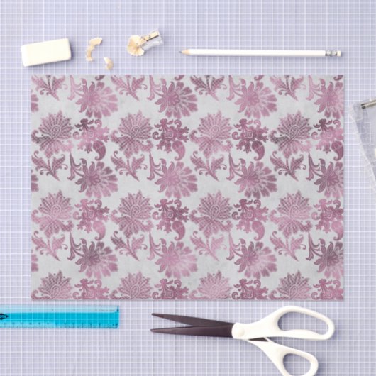 Bourgogne Red Silver Floral Tissuepapier (Craft)