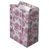 Bourgogne Red Silver Floral Vrijgezellenfeest Medium Cadeauzakje (Achterkant Gekanteld)