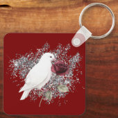 Bourgogne Red Silver Glitter Feathered Mask Sleutelhanger (Achterkant)