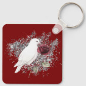 Bourgogne Red Silver Glitter Feathered Mask Sleutelhanger (Achterkant)