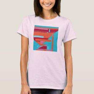 Bourgogne Red Turquoise MCM-geïnspireerde Art Abst T-shirt