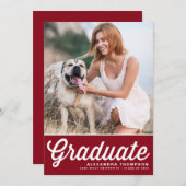 Bourgogne Retro Bold Typografie Foto Afstuderen Kaart (Voorkant / Achterkant)