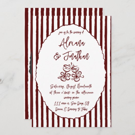 Bourgogne Retro Fotobruiloft Kaart (Voorkant / Achterkant)