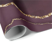 Bourgogne Rode Agaat Faux Gold Glitter Cadeaupapier (Rol Hoek)