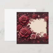 Bourgogne Rode Bloemen Blank Kaart Sjabloon Uitnod (Voorkant / Achterkant)
