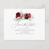 Bourgogne Rode Bloemen Boho Save the Date Briefkaart (Voorkant)