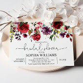 Bourgogne & Rode Bloemen Bruidsdouche Uitnodiging