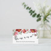 Bourgogne Rode Bloemen Drink Ticket Behuizingen Informatiekaartje (Staand voorkant)