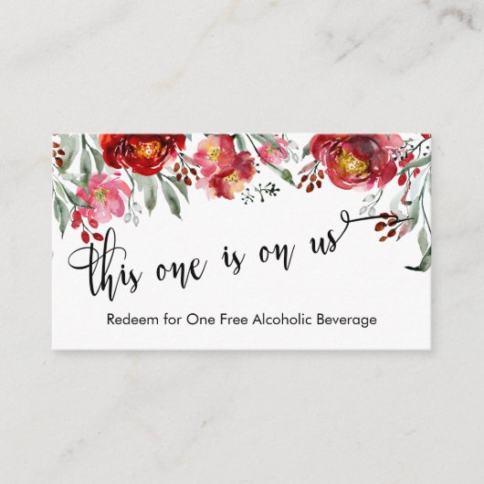 Bourgogne Rode Bloemen Drink Ticket Behuizingen Informatiekaartje (Voorkant)