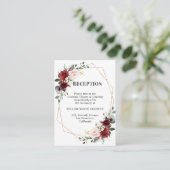 Bourgogne Rode Bloemen Geometrische bruiloft recep Informatiekaartje (Staand voorkant)