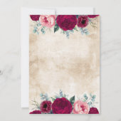 Bourgogne Rode Bloemen Geometrische Herfst Baby sh Kaart (Achterkant)