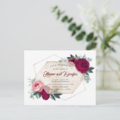 Bourgogne Rode Bloemen Geometrische Herfst Save th Aankondigingskaart (Staand voorkant)