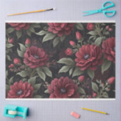 Bourgogne Rode Bloemen Gotische Decoupage Tissuepapier (Craft)
