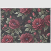 Bourgogne Rode Bloemen Gotische Decoupage Tissuepapier (Voorkant)