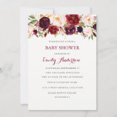 Bourgogne Rode Bloemen Herfst Baby shower Kaart (Voorkant)