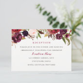Bourgogne Rode Bloemen Herfst Bruiloft Receptie Ka Informatiekaartje (Staand voorkant)