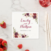 Bourgogne Rode Bloemen Herfst Bruiloft Servet (Insitu)