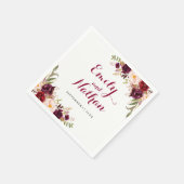 Bourgogne Rode Bloemen Herfst Bruiloft Servet (Hoek)