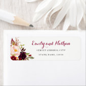 Bourgogne Rode Bloemen Herfst Retouradreslabel Etiket (Insitu)