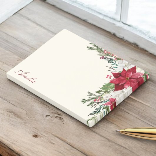 Bourgogne Rode Bloemen Kerstboeket met naam Post-it® Notes