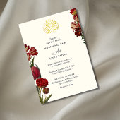 Bourgogne Rode bloemen Moslim Islamitische Nikah Kaart