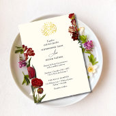 Bourgogne Rode bloemen Moslim Islamitische Nikah Kaart